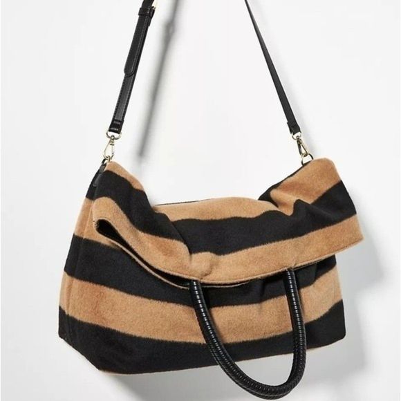 Anthropologie Striped Fuzzy Tote Bag - Picture 3 of 8